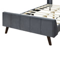 Twin Size Upholstered Platform Bed, Velvet, Gray Gray Upholstered