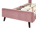 Twin Size Upholstered Platform Bed, Velvet, Pink Pink Upholstered