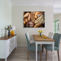 Framed Canvas Wall Art Decor Bread Painting, Still Life Bread Painting Decoration For Restrant, Kitchen, Dining Room, Office Living Room, Bedroom Decor Ready To Hang Rectangle Framed Multicolor Oversized 41In Canvas Food&Beverage