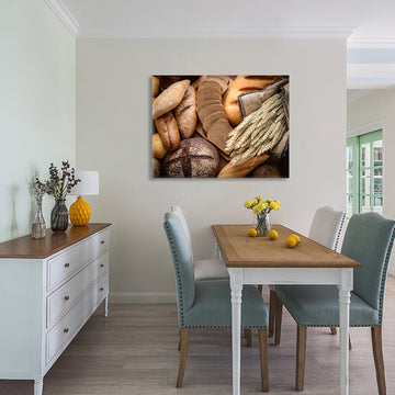 Framed Canvas Wall Art Decor Bread Painting, Still Life Bread Painting Decoration For Restrant, Kitchen, Dining Room, Office Living Room, Bedroom Decor Ready To Hang Rectangle Framed Multicolor Oversized 41In Canvas Food&Beverage