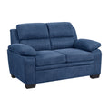 Comfortable Plush Seating Loveseat 1Pc Modern Blue Textured Fabric Channel Tufting Solid Wood Frame Living Room Furniture Blue Wood Primary Living Space Contemporary Pillow Top Arms Solid Wood