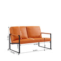 Lounge, Living Room, Office Or The Reception Area Pvc Leather Accent Arm Chair With Extra Thick Padded Backrest And Seat Cushion Sofa Chairs,Non Slip Adsorption Feet,Sturdy Metal Frame,Orange Orange Polyvinyl Chloride