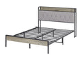 Bed Frame With Charging Station Full Size, Grey, 83.1'' L X 56.1'' W X 39.2'' H. Full Grey Particle Board