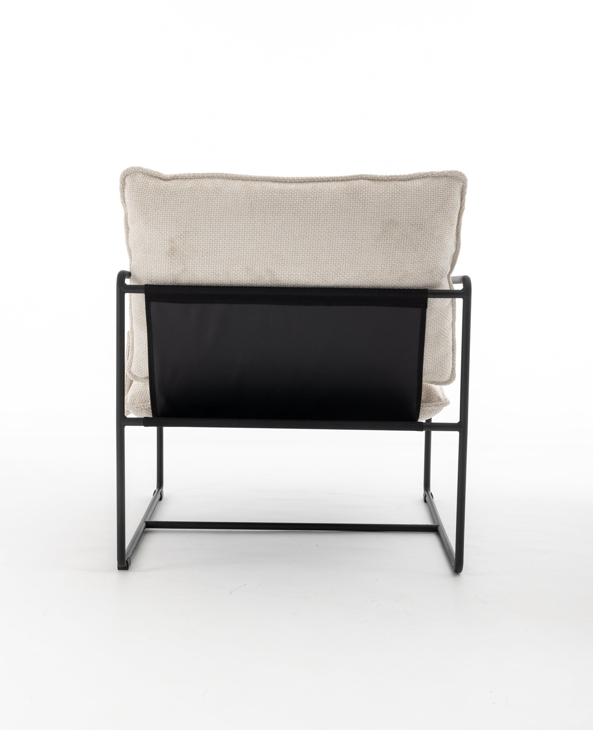 2 Chairs In 1 Box, Upholstered Hanging Armchair With Arm Pocket Metal Frame, Crushed Foam Cushions And Skin Friendly Braid For Living Room And Bedroom. Beige Color Beige Metal