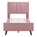 Twin Size Upholstered Platform Bed, Velvet, Pink Pink Upholstered