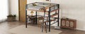 Metal Full Size Loft Bed With Built In Desk, Storage Shelf And Ladder, Black Full Box Spring Not Required Black Metal Metal & Wood
