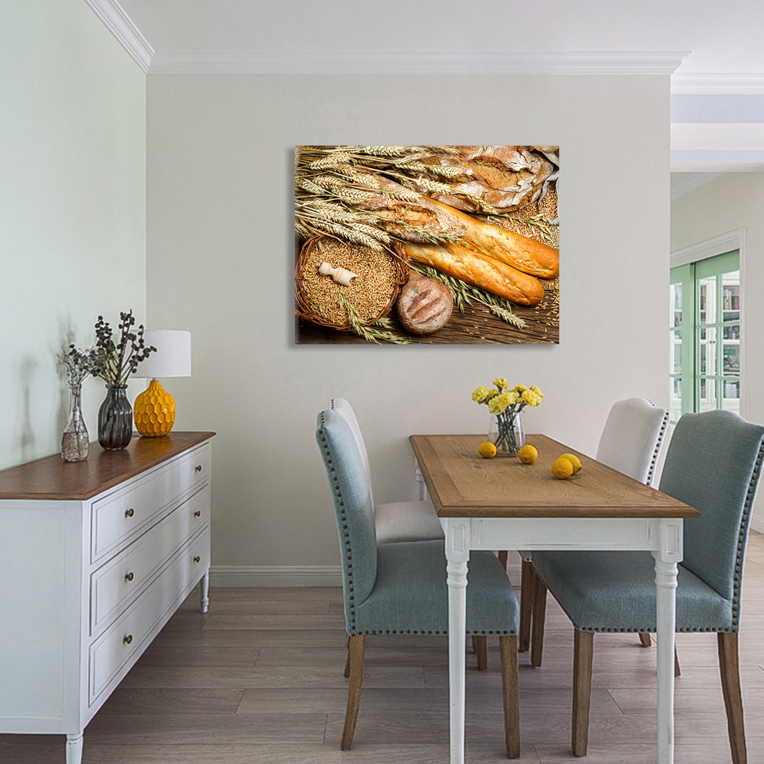 Framed Canvas Wall Art Decor Bread Painting, Still Life Bread&Wheat Painting Decoration For Restrant, Kitchen, Dining Room, Office Living Room, Bedroom Decor Ready To Hang Rectangle Framed Multicolor Oversized 41In Canvas