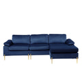 Shannon Velvet Sectional Sofa With Chaise Blue Foam Velvet