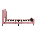 Twin Size Upholstered Platform Bed, Velvet, Pink Pink Upholstered