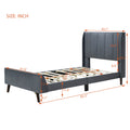 Twin Size Upholstered Platform Bed, Velvet, Gray Gray Upholstered