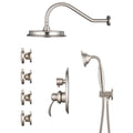 Single Handle 4 Spray Patterns Bathroom Rain Shower Faucet With Body Jet Handshower In Brushed Nickel Valve Included Brushed Nickel Brass