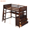 Twin Size Loft Bed With Drawers And Desk, Wooden Loft Bed With Shelves Espresso Old Sku: Lt001530Aap Espresso Solid Wood