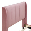 Twin Size Upholstered Platform Bed, Velvet, Pink Pink Upholstered