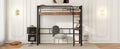 Metal Twin Size Loft Bed With Built In Desk, Storage Shelf And Ladder, Black Box Spring Not Required Black Metal Metal & Wood