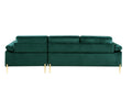 Shannon Velvet Sectional Sofa With Chaise Green Foam Velvet