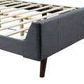 Queen Size Upholstered Platform Bed, Velvet, Gray Gray Upholstered
