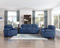 Comfortable Plush Seating Sofa 1Pc Modern Blue Textured Fabric Channel Tufting Solid Wood Frame Living Room Furniture Blue Wood Primary Living Space Contemporary Pillow Top Arms Solid Wood