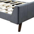 Twin Size Upholstered Platform Bed, Velvet, Gray Gray Upholstered