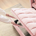 Modern Velvet Loveseat Futon Sofa Couch W Pullout Bed,Small Beautiful Seat Lounge Sofa W Reclining Backrest,Toss Pillows, Pockets,Furniture For Living Room,3 In 1 Convertible Sleeper Sofa Bed, Pink Pink Light Brown Velvet Wood Primary Living Space Medium