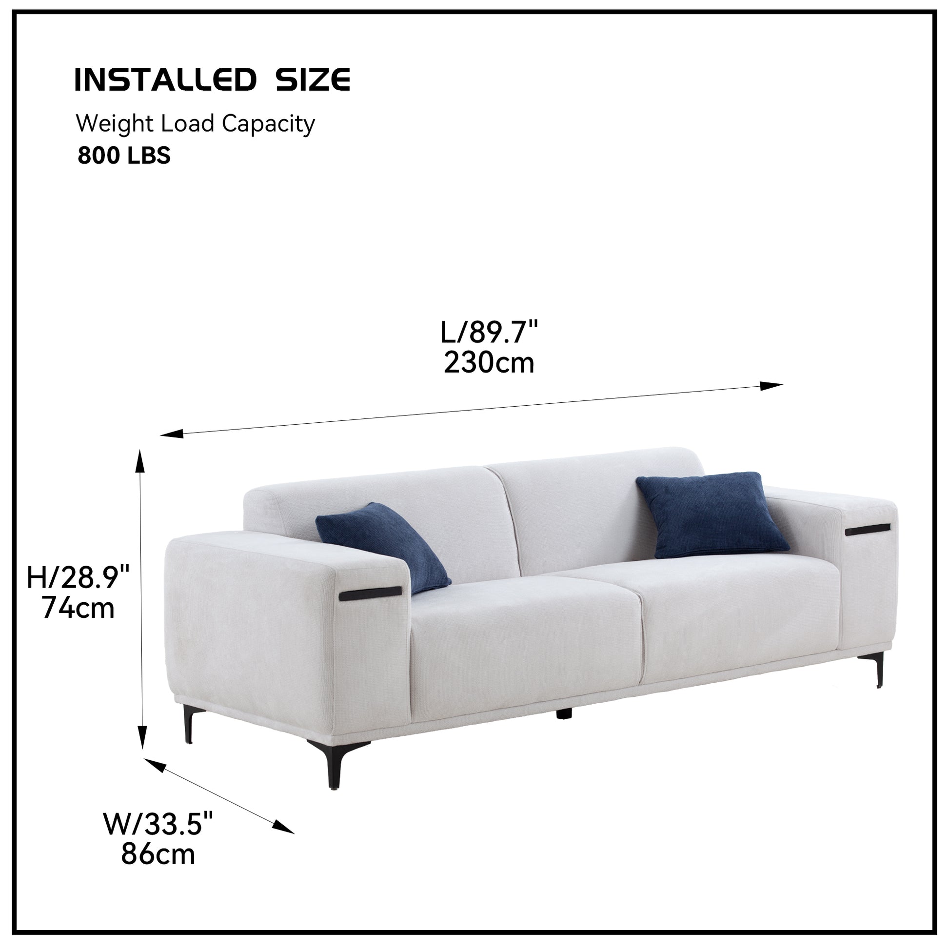 3 Seater Sofa With 2 Stretchable Walnut Pad For Living Room Bedroom Lobby Office Beige Beige Fabric