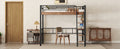Metal Full Size Loft Bed With Built In Desk, Storage Shelf And Ladder, Black Full Box Spring Not Required Black Metal Metal & Wood
