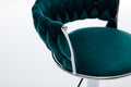 Set Of 2 Bar Stools,With Chrome Footrest And Base Swivel Height Adjustable Mechanical Lifting Velvet Bar Stool Green Black Foam Fabric