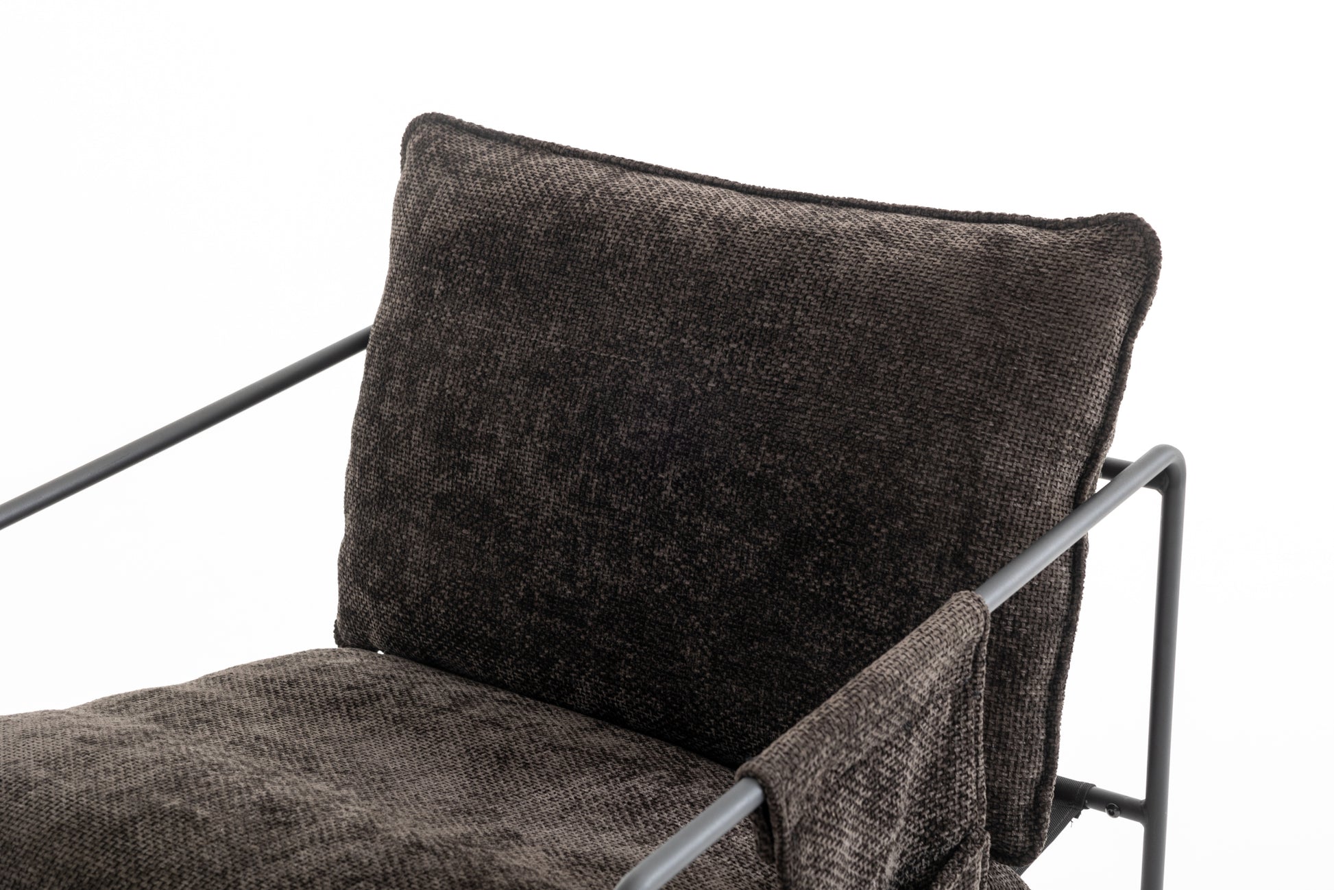 2 Chairs In 1 Box, Upholstered Hanging Armchair With Arm Pocket Metal Frame, Crushed Foam Cushions And Skin Friendly Braid For Living Room And Bedroom. Dark Gray Dark Grey Metal