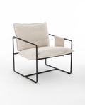 2 Chairs In 1 Box, Upholstered Hanging Armchair With Arm Pocket Metal Frame, Crushed Foam Cushions And Skin Friendly Braid For Living Room And Bedroom. Beige Color Beige Metal