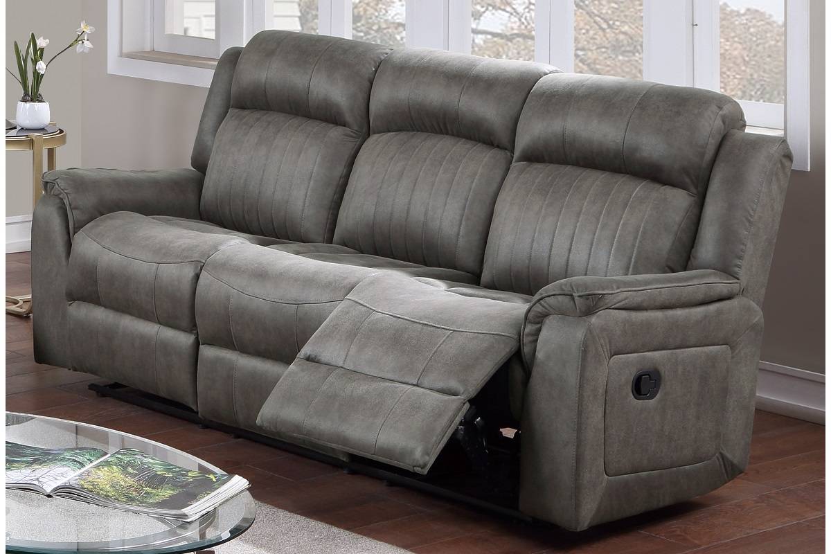 Contemporary Manual Motion Sofa 1Pc Couch Living Room Furniture Slate Blue Blue Grey Faux Leather Metal Primary Living Space Cushion Back Contemporary Pillow Top Arms Faux Leather 3 Seat