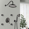 Single Handle 4 Spray Patterns Bathroom Rain Shower Faucet With Body Jet Handshower In Matte Black Valve Included Matte Black Brass