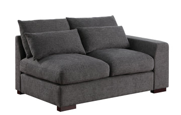 Tatman Linen Blend Sectional With 2 Ottomans Dark Gray Foam Linen