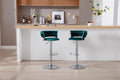 Set Of 2 Bar Stools,With Chrome Footrest And Base Swivel Height Adjustable Mechanical Lifting Velvet Bar Stool Green Black Foam Fabric