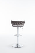 Set Of 2 Bar Stools,With Chrome Footrest And Base Swivel Height Adjustable Mechanical Lifting Velvet Bar Stool Grey Gray Foam Fabric