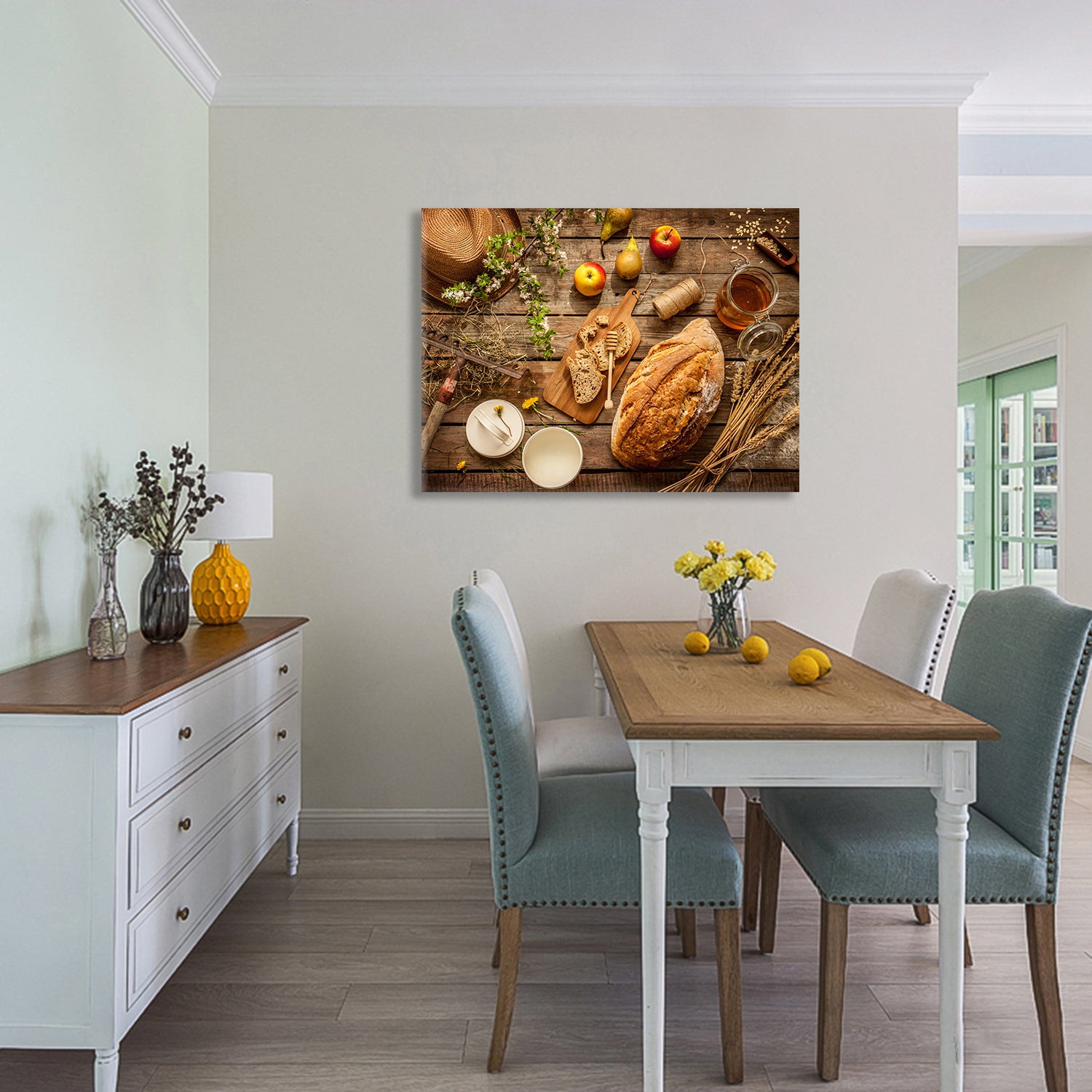 Framed Canvas Wall Art Decor Bread Painting, Still Life Bread Painting Decoration For Restrant, Kitchen, Dining Room, Office Living Room, Bedroom Decor Ready To Hang Rectangle Framed Multicolor Oversized 41In Canvas Food&Beverage