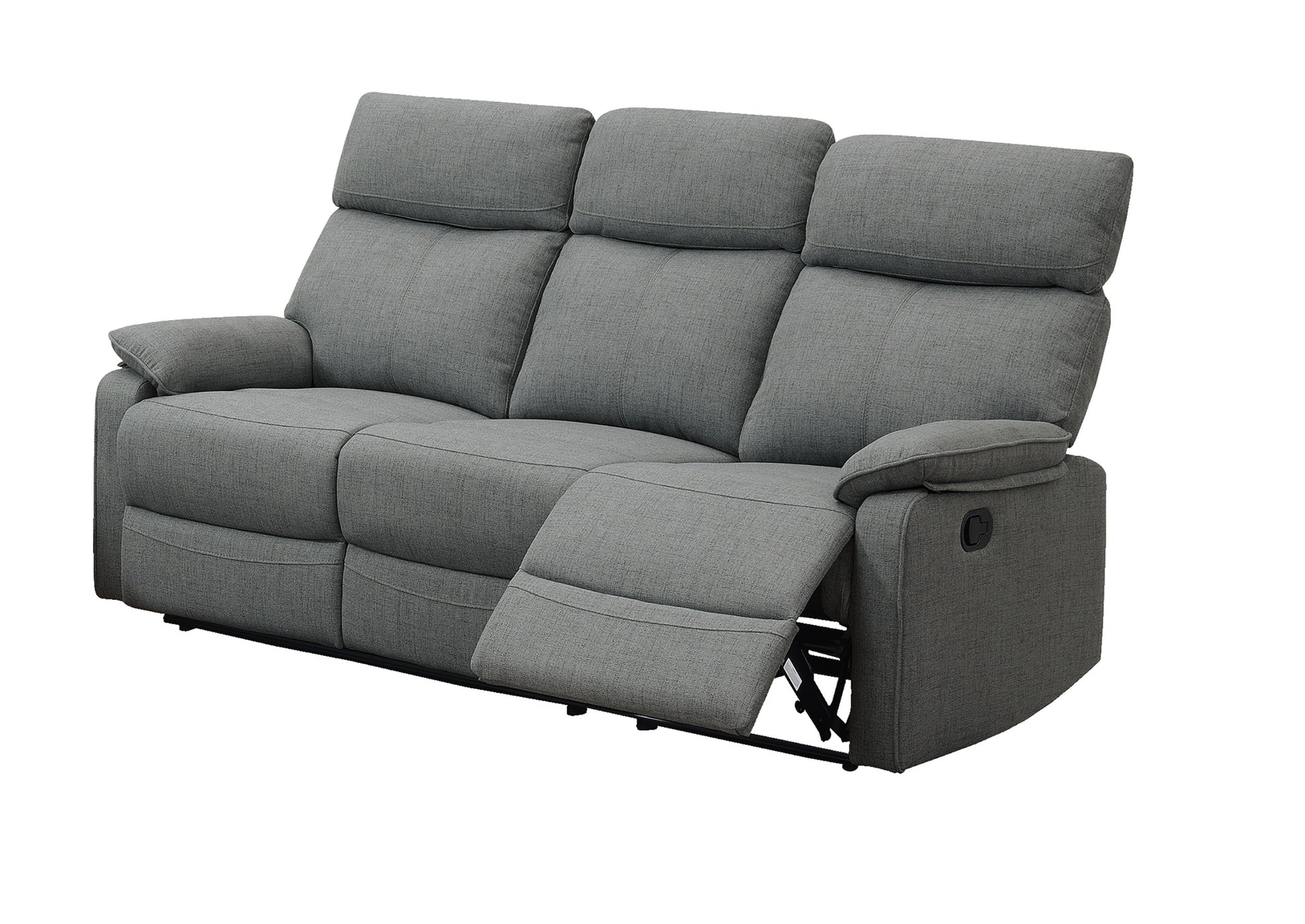 Gray Color Burlap Fabric Recliner Motion Sofa 1Pc Couch Manual Motion Sofa Living Room Furniture Gray Metal Primary Living Space Cushion Back Contemporary,Modern Pillow Top Arms Fabric 3 Seat