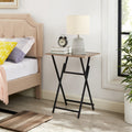 2 Piece Folding Tv Tray Table Noassembly Required Portable Sofa Side Table, Industrial Snack Table For Small Spaces, Space Saving Easy To Fold Wood Rustic Brown And Black Brown Primary Living Space American Design,American Traditional,Antique Metal &