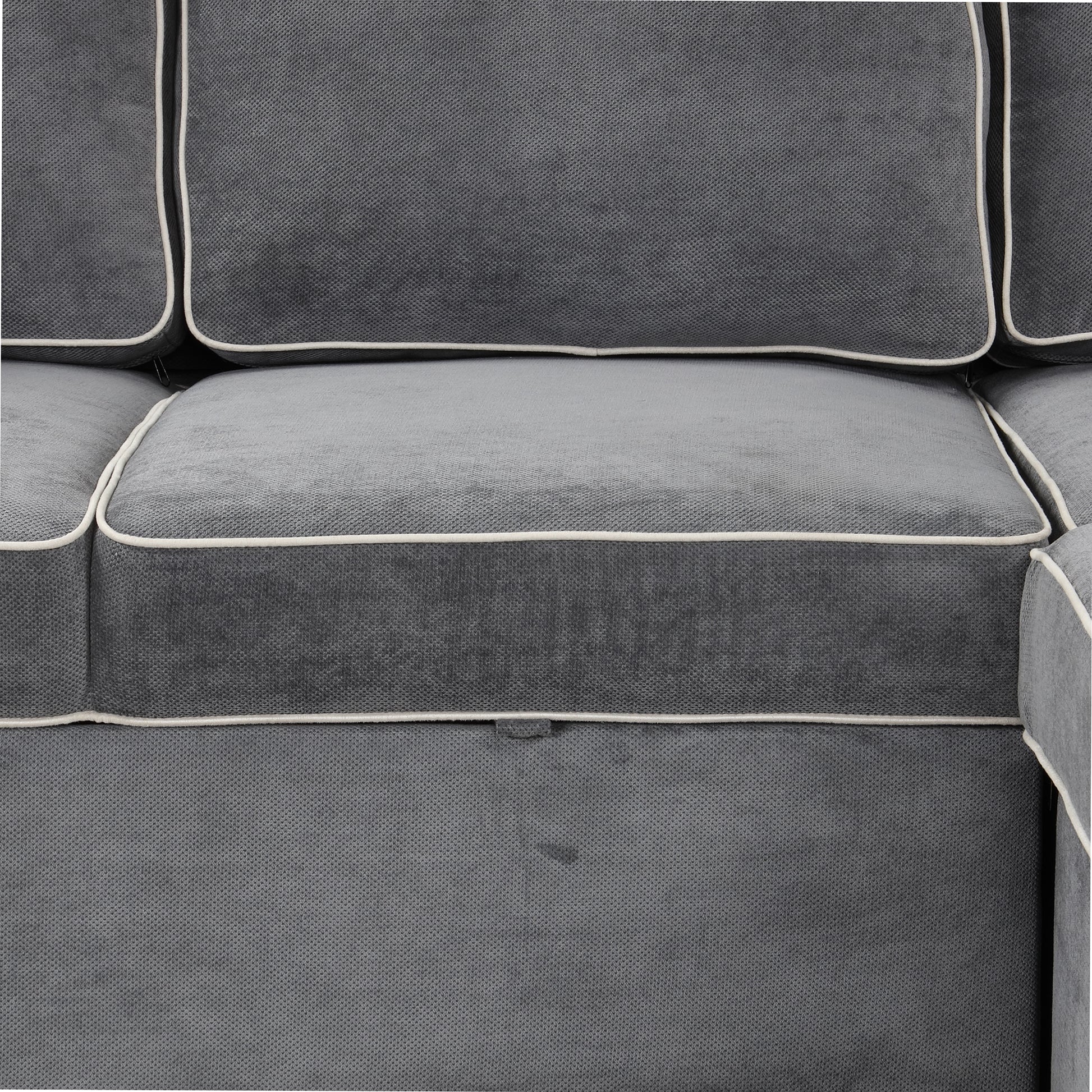 83" L Shaped Pull Out Sofa Bed Modern Convertible Sleeper Sofa With 2 Usb Ports, 2 Power Sockets And 3 Pillows For Living Room, Bedroom, Office, Gray Gray Foam Linen