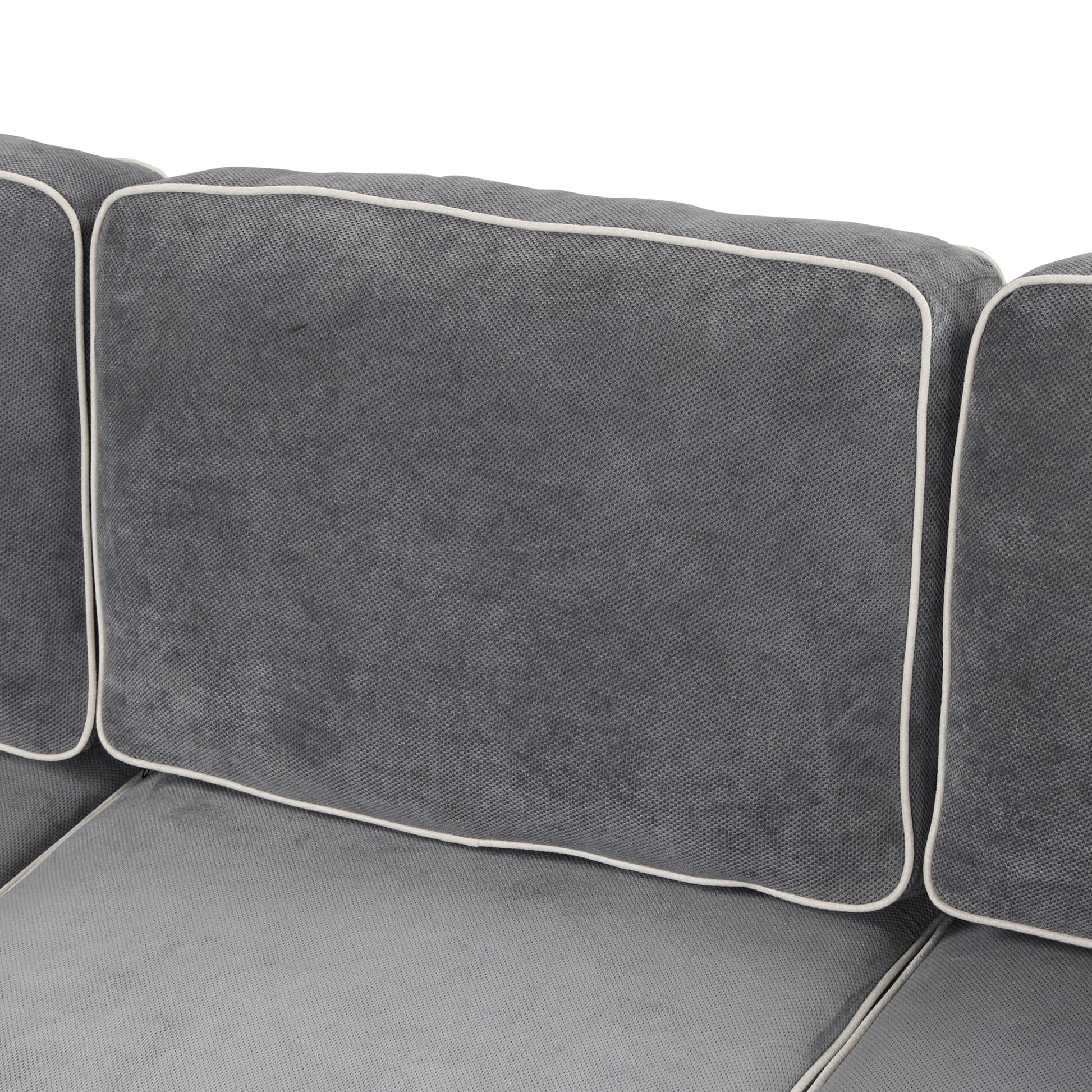 83" L Shaped Pull Out Sofa Bed Modern Convertible Sleeper Sofa With 2 Usb Ports, 2 Power Sockets And 3 Pillows For Living Room, Bedroom, Office, Gray Gray Foam Linen