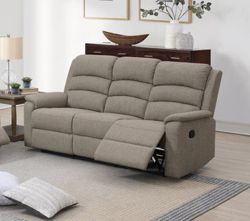 Modern Light Brown Color Burlap Fabric Recliner Motion Sofa 1Pc Plush Couch Manual Motion Sofa Living Room Furniture Light Brown Metal Primary Living Space Cushion Back Contemporary,Modern Pillow Top Arms Fabric 3 Seat