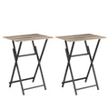 2 Piece Folding Tv Tray Table Noassembly Required Portable Sofa Side Table, Industrial Snack Table For Small Spaces, Space Saving Easy To Fold Wood Rustic Brown And Black Brown Primary Living Space American Design,American Traditional,Antique Metal &