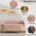 50 Inchesmulti Functional Long Rectangular Bed End Storage Sofa Stool Teddy Fleece Pink Polyester Blend