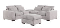 Tatman Linen Blend Sectional With 2 Ottomans Light Gray Foam Linen