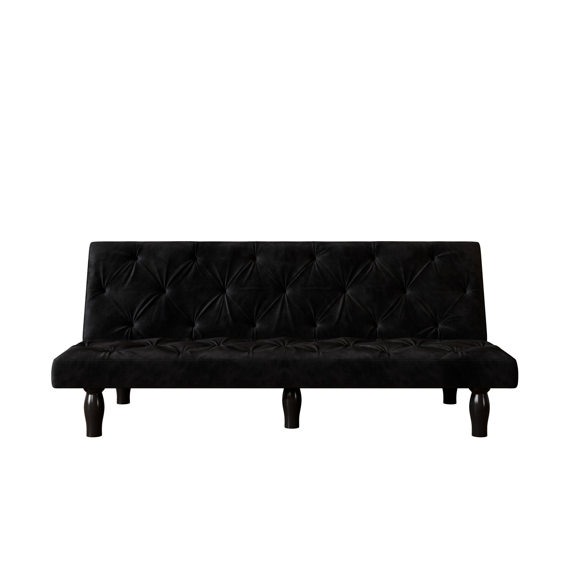 2534B Sofa Converts Into Sofa Bed 66" Black Velvet Sofa Bed Suitable For Family Living Room, Apartment, Bedroom Matt Black Velvet