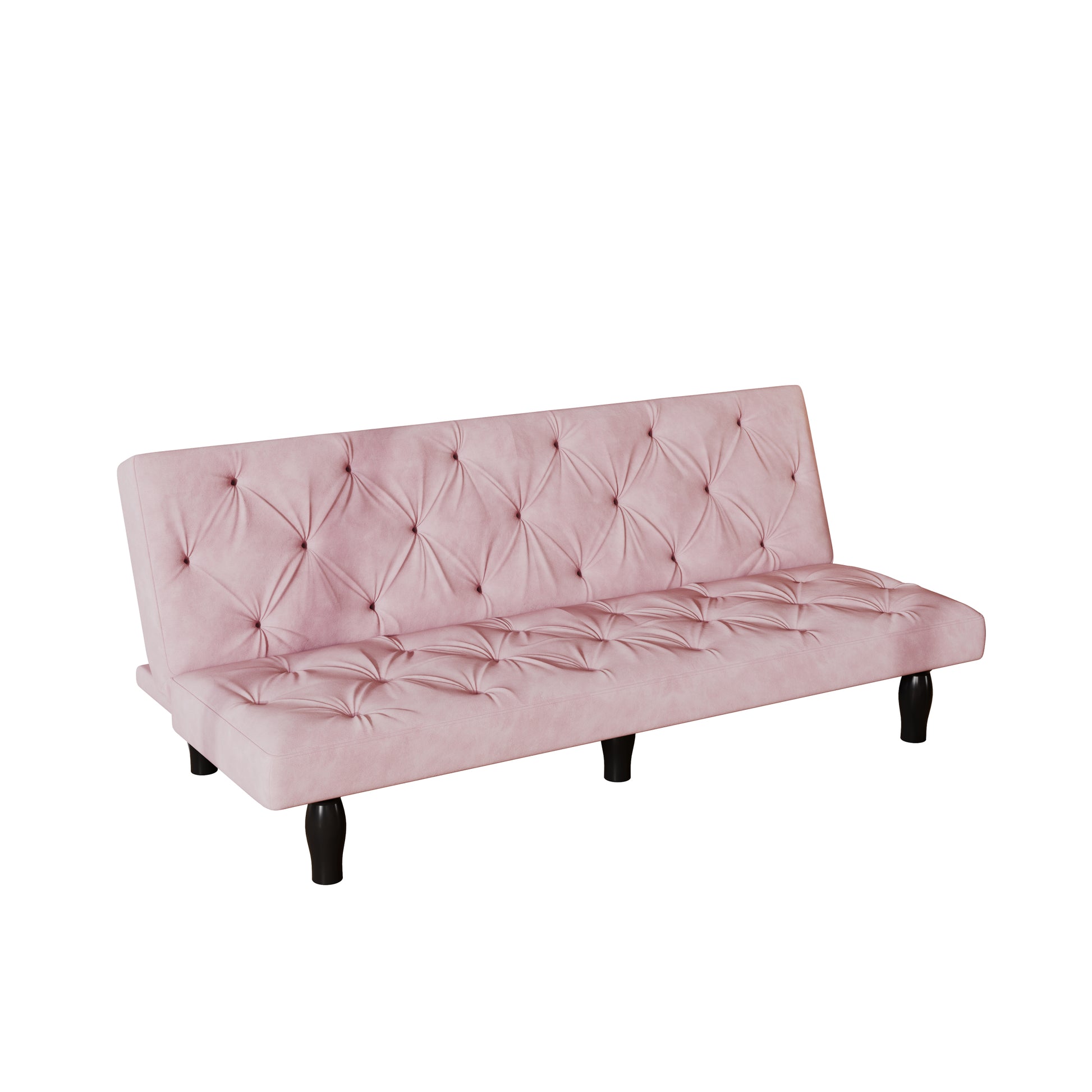 2534B Sofa Converts Into Sofa Bed 66" Pink Velvet Sofa Bed Suitable For Family Living Room, Apartment, Bedroom Baby Pink Velvet