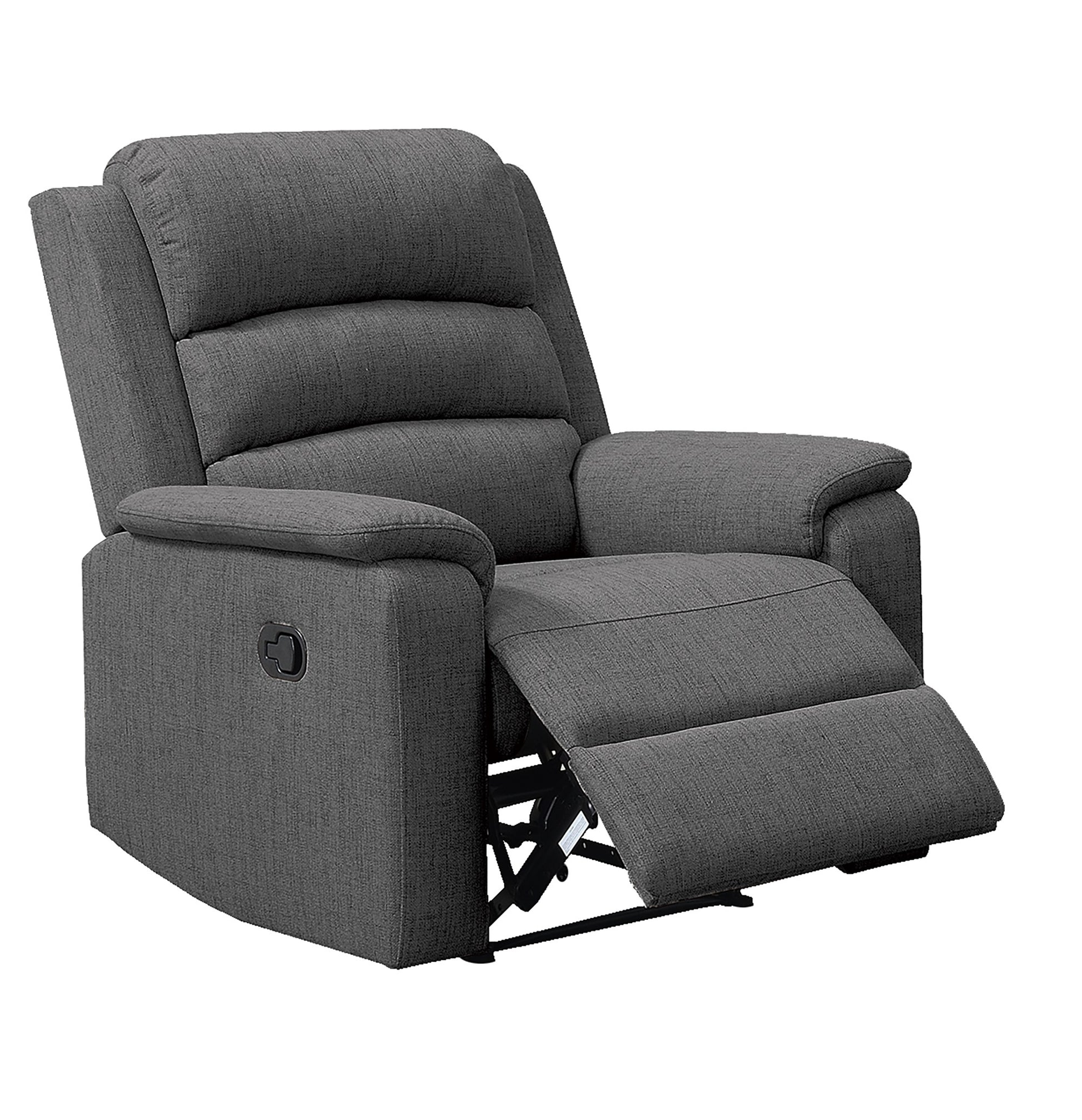 Modern Dark Gray Color Burlap Fabric Recliner Motion Recliner Chair 1Pc Couch Manual Motion Living Room Furniture Dark Gray Metal Primary Living Space Cushion Back Contemporary,Modern Pillow Top Arms Fabric 1 Seat