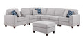 Sam Sectional Sofa With Ottoman Light Gray Foam Linen