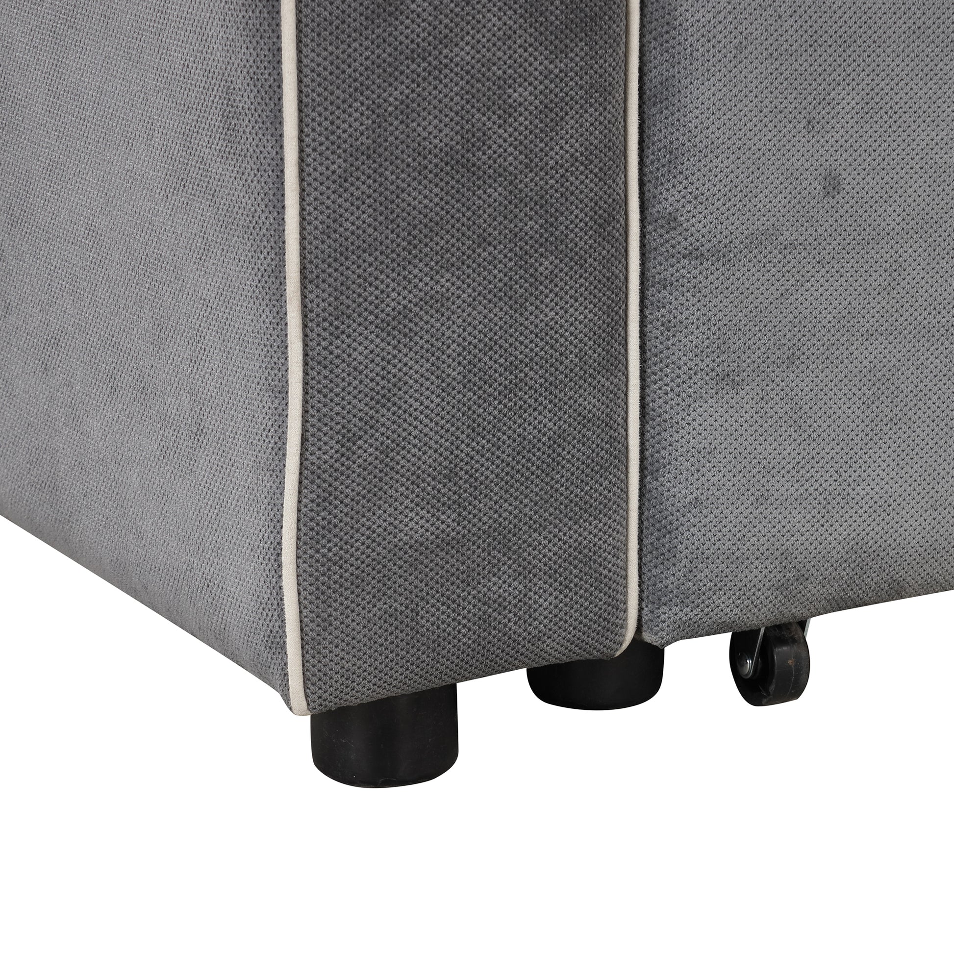 83" L Shaped Pull Out Sofa Bed Modern Convertible Sleeper Sofa With 2 Usb Ports, 2 Power Sockets And 3 Pillows For Living Room, Bedroom, Office, Gray Gray Foam Linen