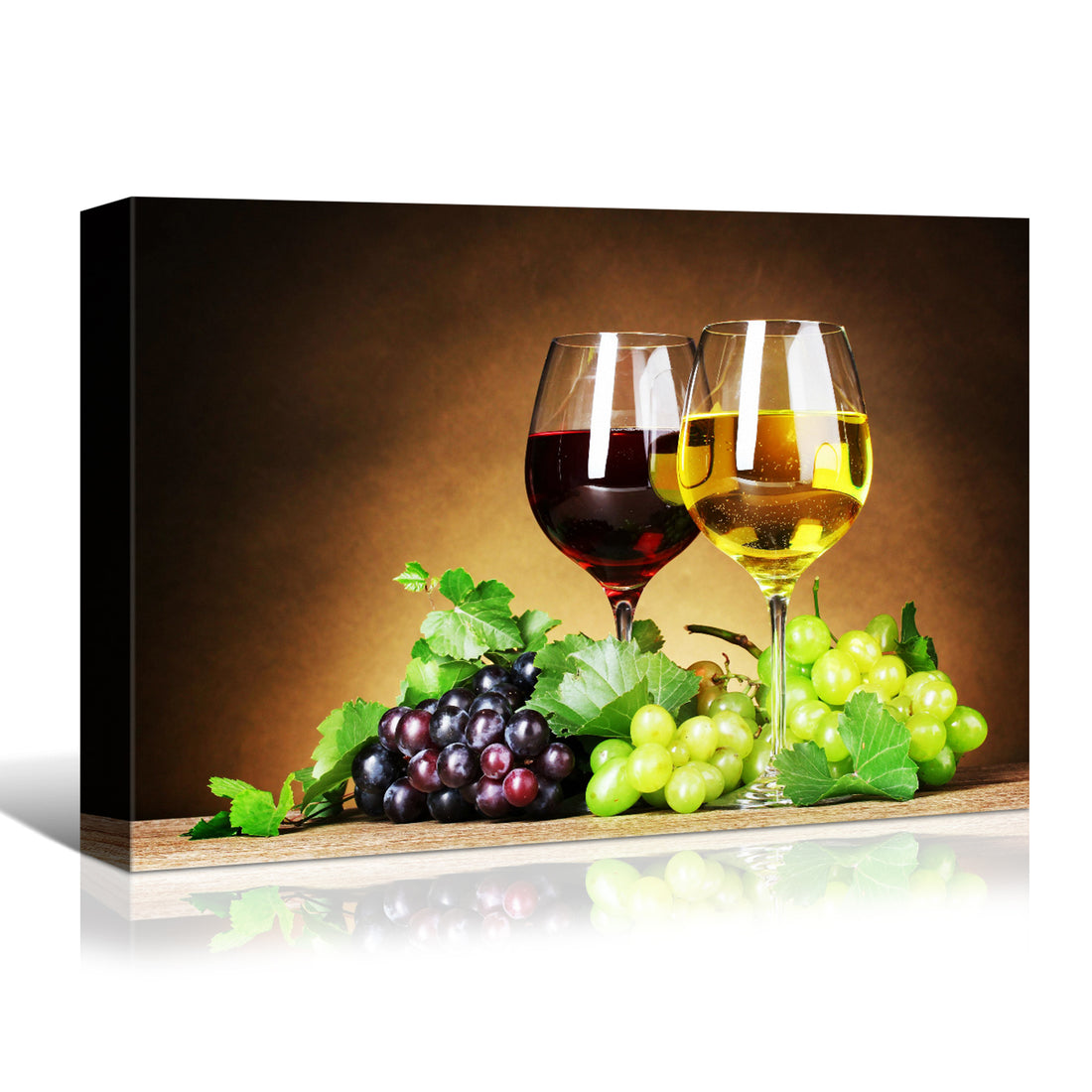 Framed Canvas Wall Art Decor Painting, Wine Glasses And Grape Fruits On Table Painting Decoration For Restaurant, Kitchen, Dining Room, Office Living Room, Bedroom Decor Ready To Hang Rectangle Framed Multicolor Oversized 41In Canvas Food&Beverage