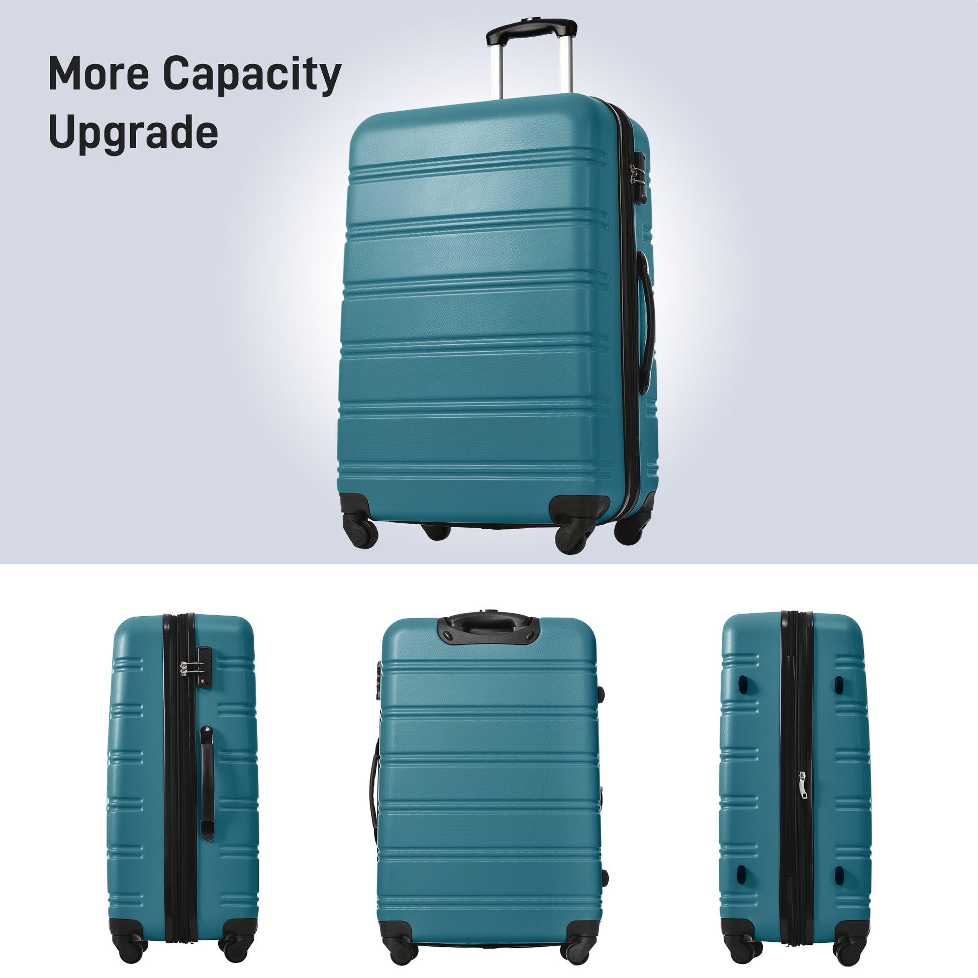 Hardshell Luggage Sets 4 Pcs Bag Spinner Suitcase With Tsa Lock Lightweight 16" 20" 24" 28" Luggages Blue Abs