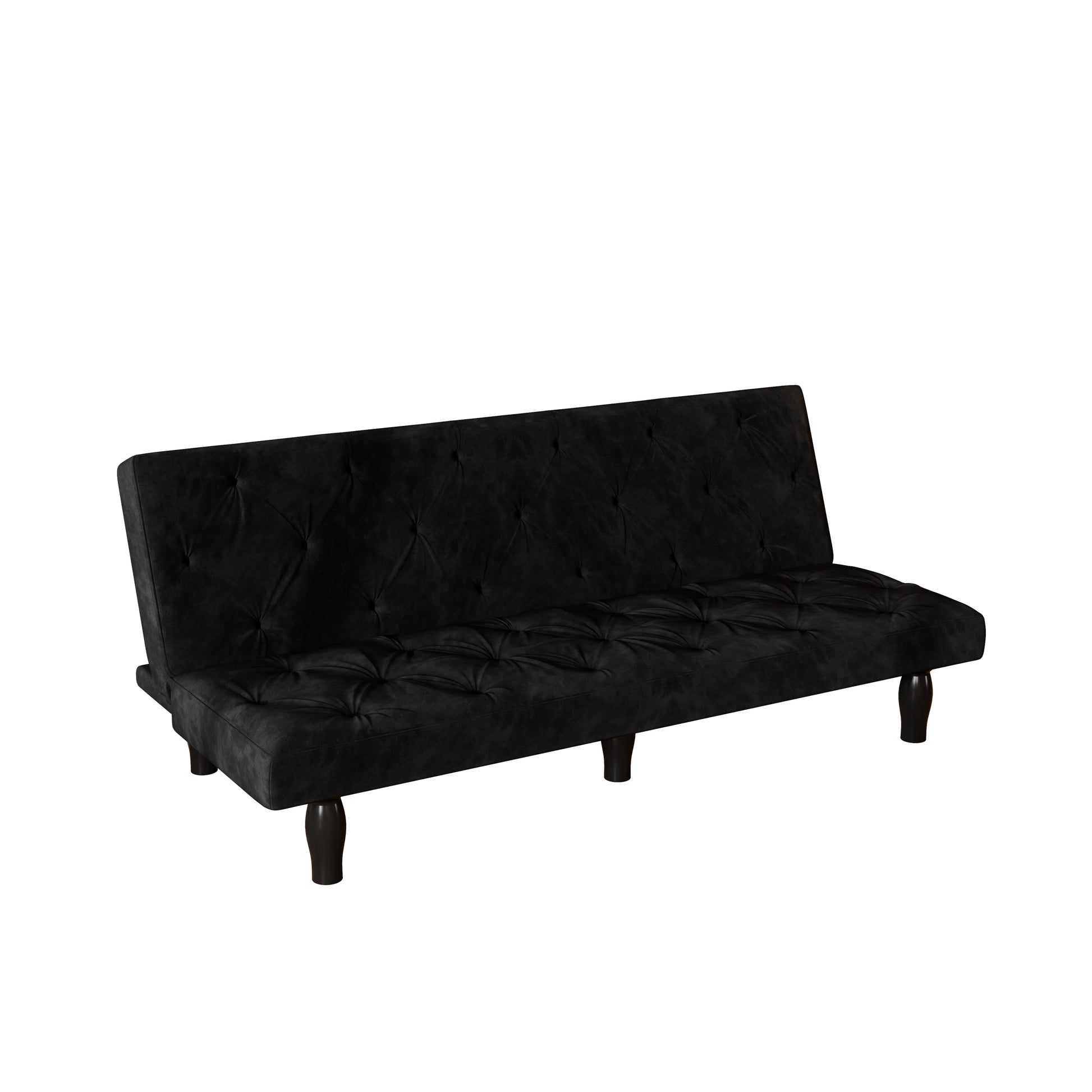 2534B Sofa Converts Into Sofa Bed 66" Black Velvet Sofa Bed Suitable For Family Living Room, Apartment, Bedroom Matt Black Velvet